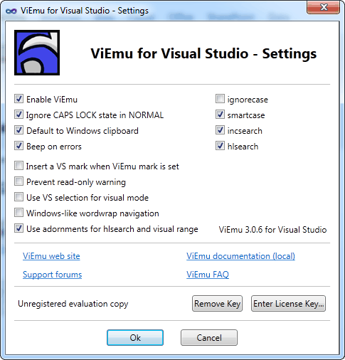 ViEmu options page